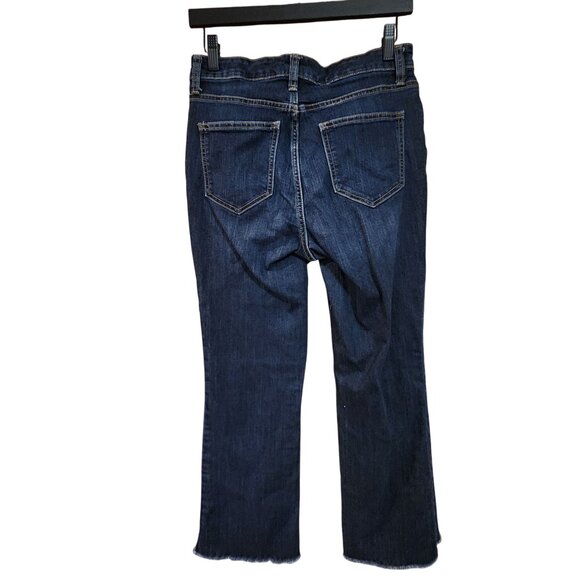 Nine West Kick Flare Jeans Distressed Hem Dark Wash Womens 8 - Picture 2 of 4